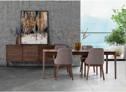 Dining room Set Dining set Brown Dining table 4x Chairs with Sideboard Table